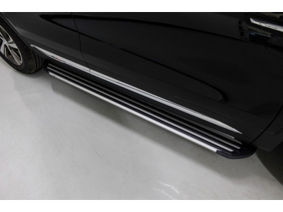 Пороги алюминиевые Slim Line Silver ТСС для Changan CS75 2020-2021