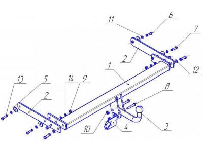 Фаркоп Avtos для Volkswagen Tiguan 2007-2016