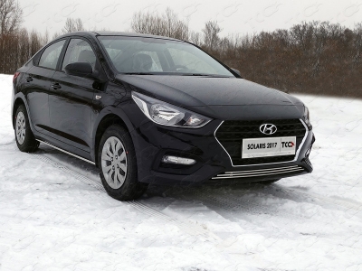 Защита штатных порогов 25 мм ТСС для Hyundai Solaris 2018-2021