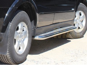 Пороги с площадкой алюминиевый лист 53 мм для Kia Sportage № KSP10_2.3